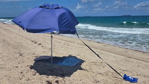 ShadeSecure keeping an beach umbrella in place during high winds